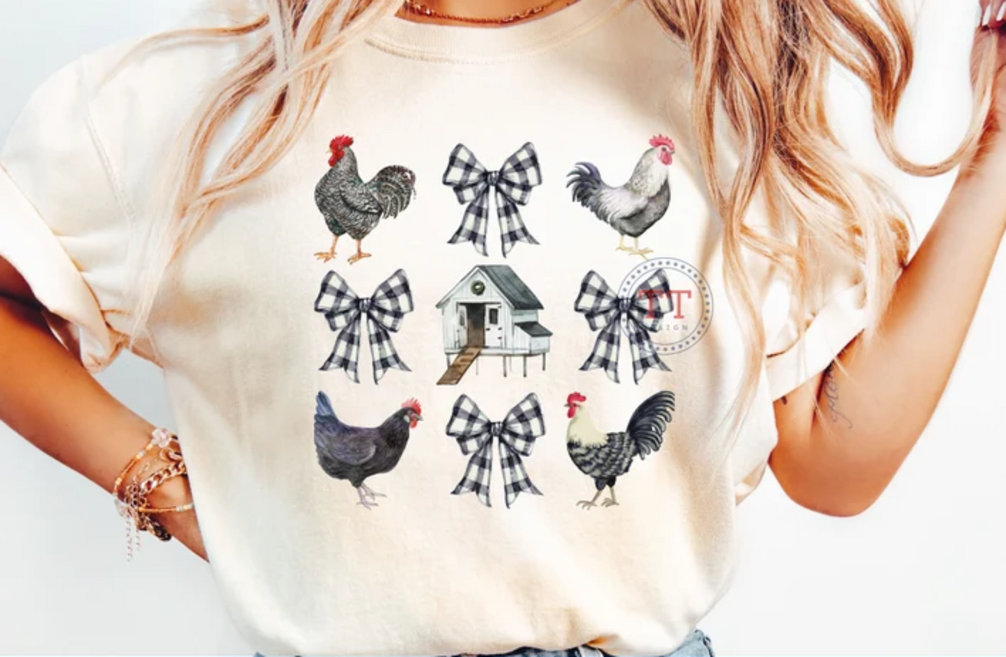 CHICKEN BOWS FARM NAVY DTF TRANSFER PRINT TO ORDER 716