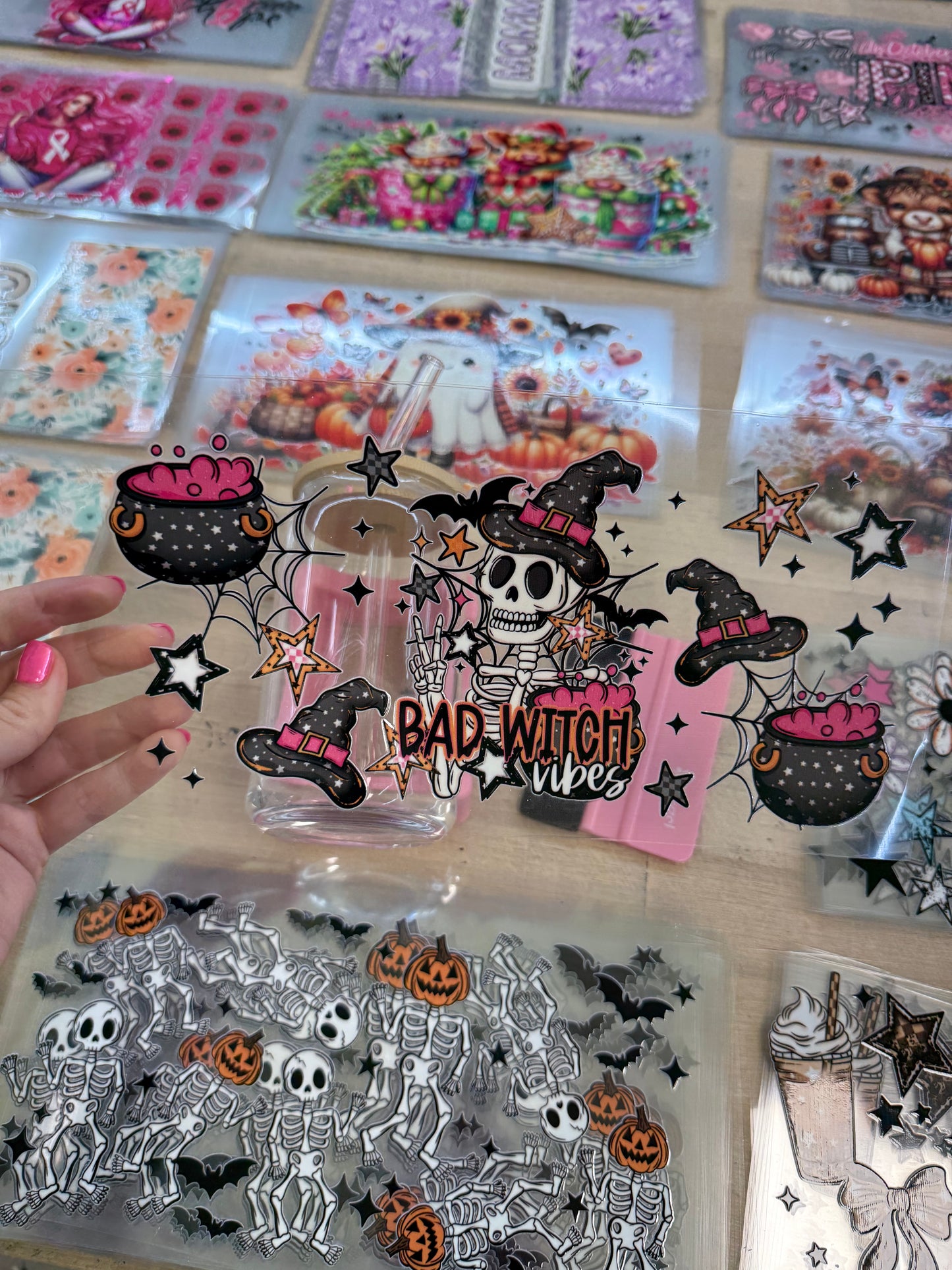 RTS BAD WITCH VIBES HALLOWEEN CUP WRAP UV DTF 16OZ