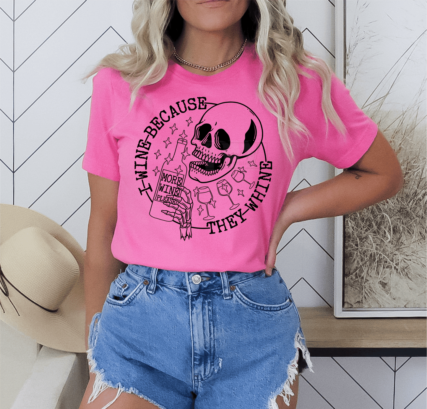 I Wine because they whine more wine please skull circle SINGLE COLOR BLACK SCREEN PRINT TRANSFER ADULT DTF TRANSFERPRINT TO ORDER - Do it yourself Transfers