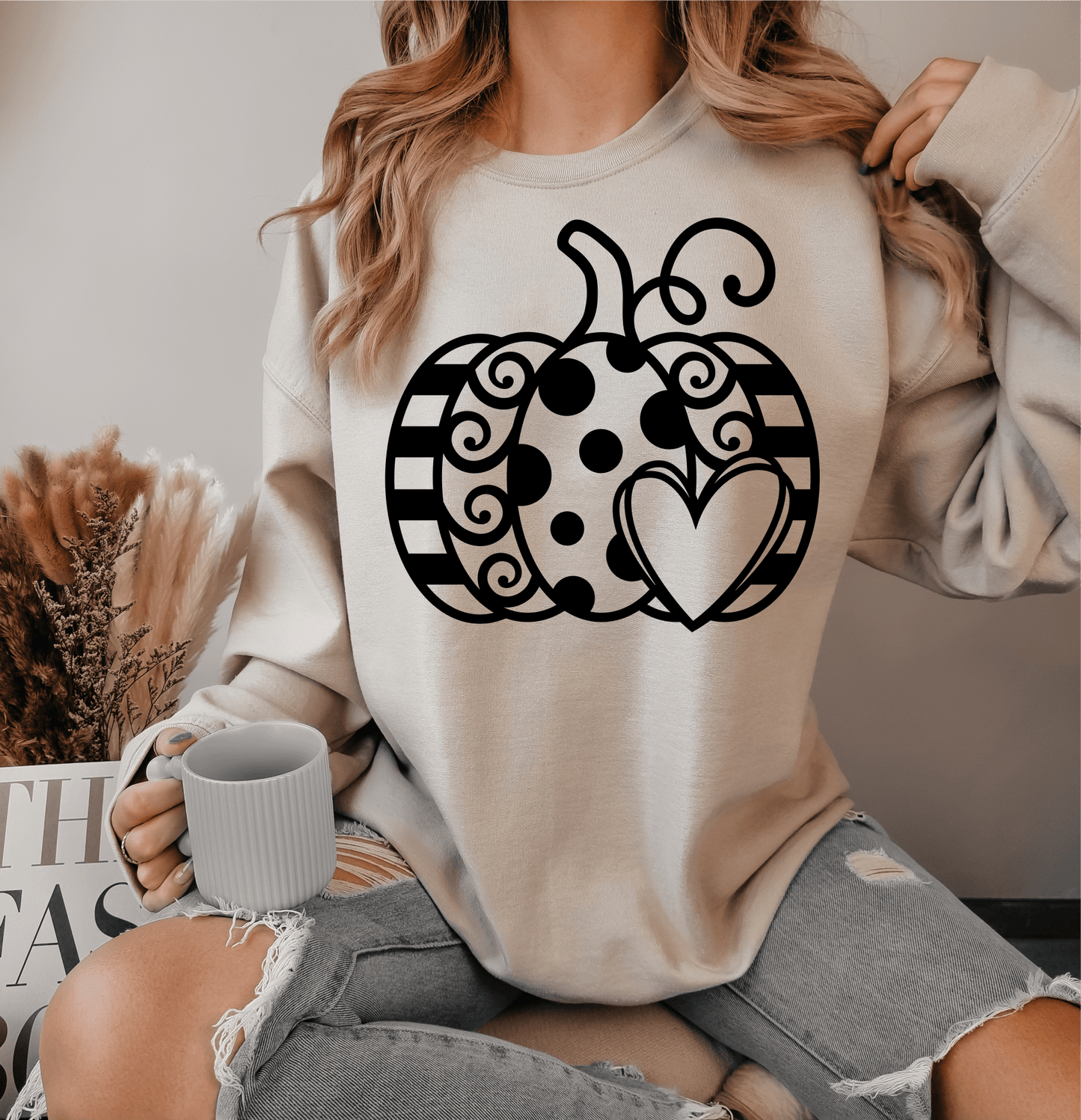 PUMPKIN polka dot heart stripes SINGLE COLOR BLACK size ADULT 10.2X11.6 DTF TRANSFERPRINT TO ORDER - Do it yourself Transfers