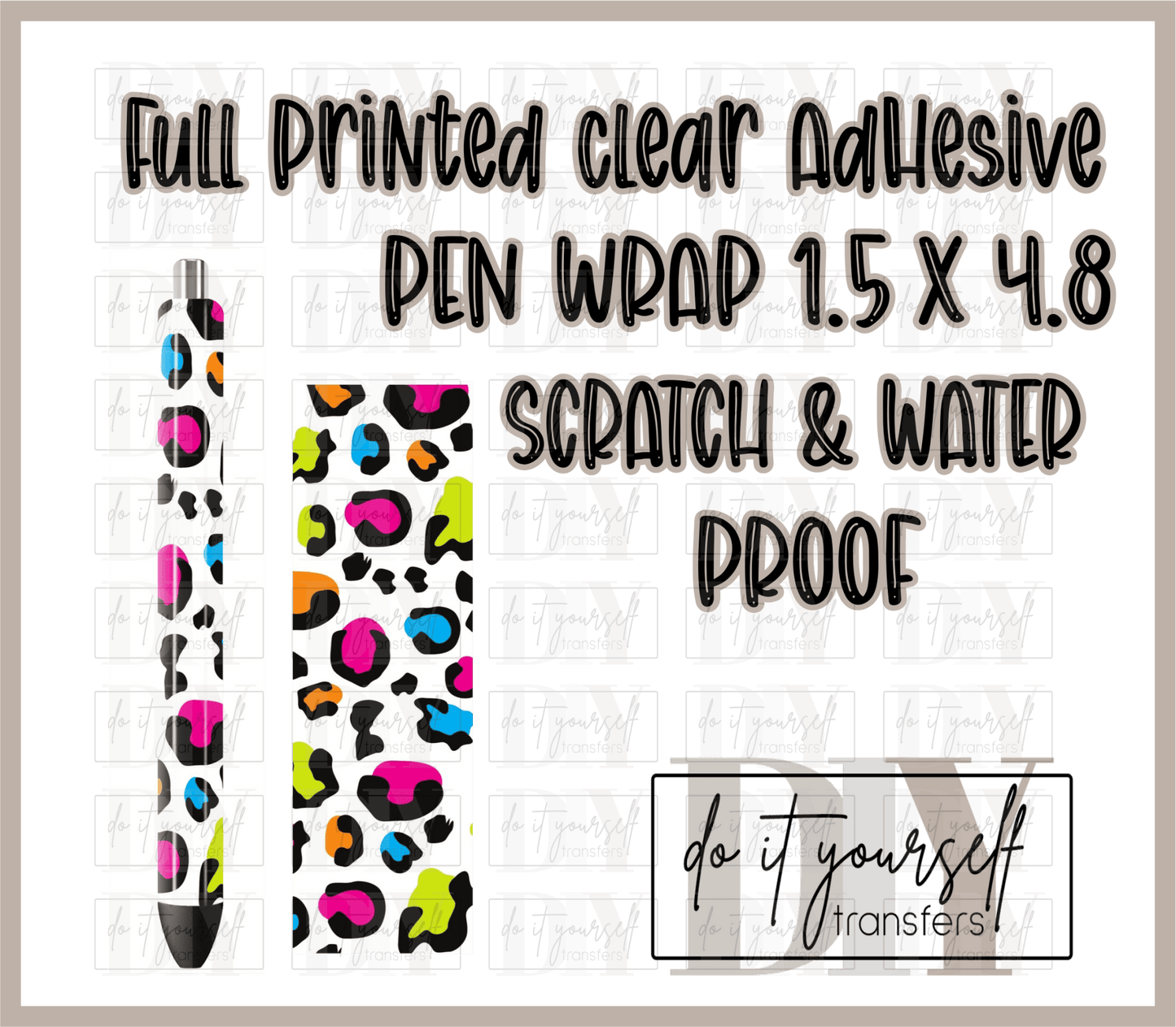 RTS COLORFUL leopard multi animal print FULL UV DTF PEN WRAP 1.5X4.8 - Do it yourself Transfers
