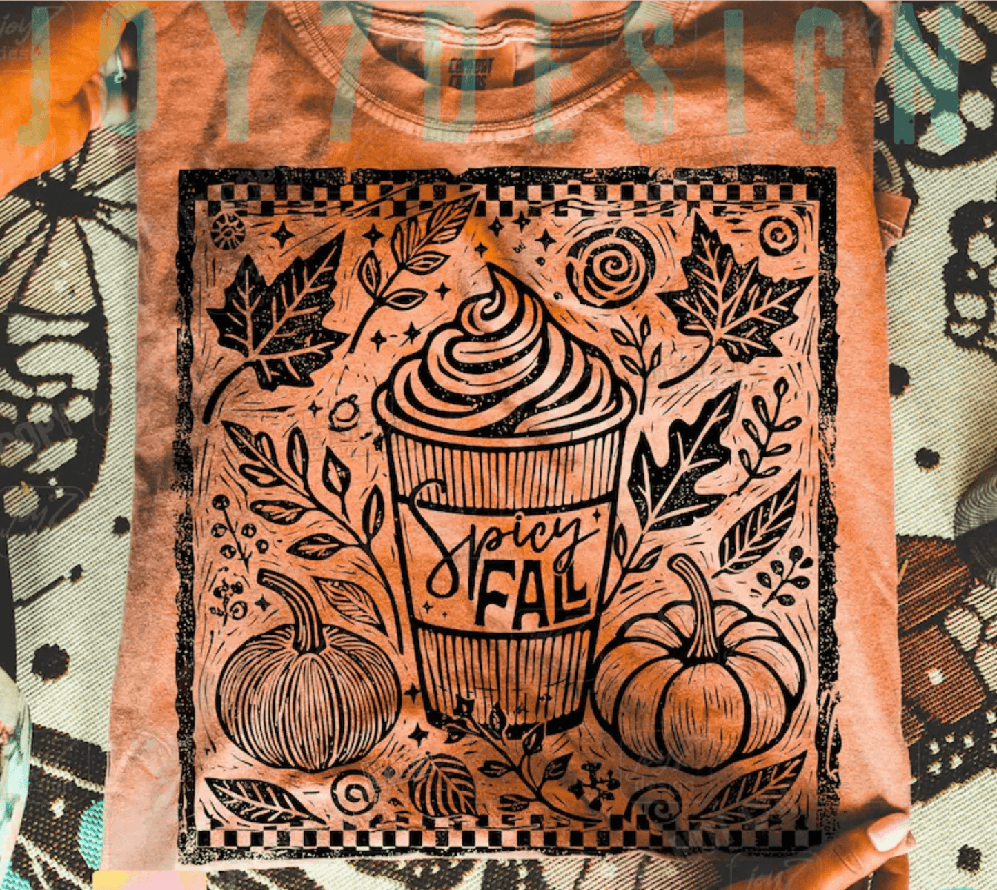 TRANSFER TUESDAY JUNE 24TH SPICY FALL LEAVES SQUARE SINGLE COLOR BLACK Screen Print transfers size ADULT 11X12 - Do it yourself Transfers