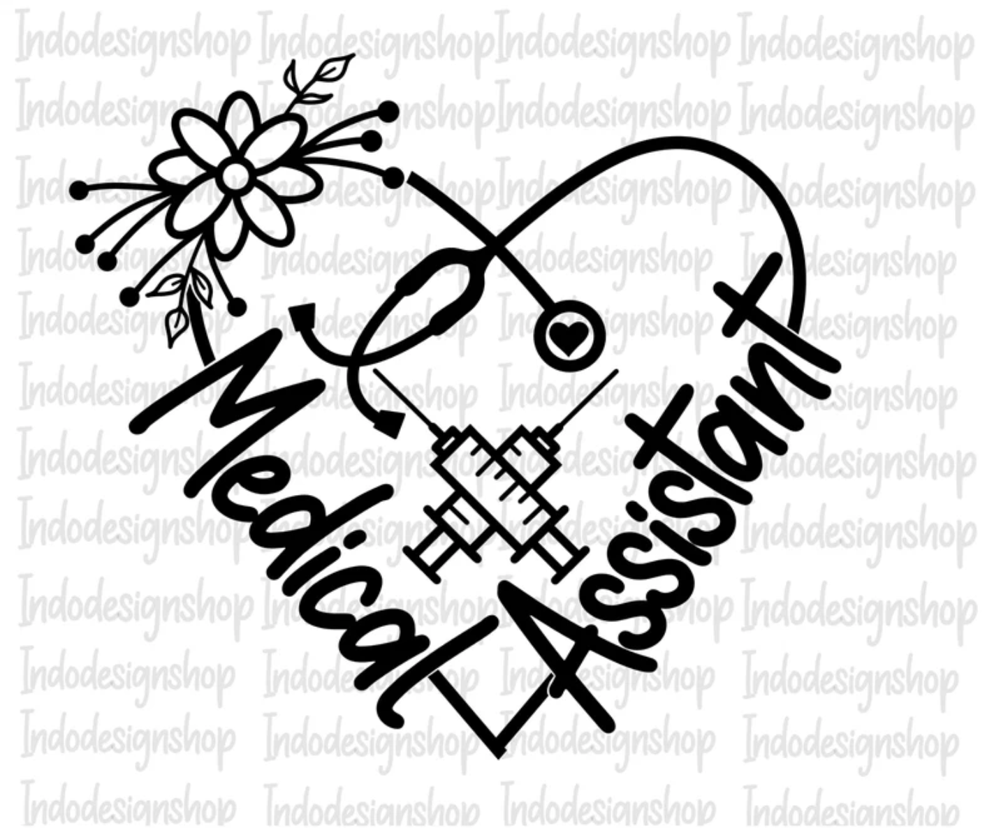 TRANSFER TUESDAY SHIPS FEB 18TH MEDICAL ASSISTANT NURSE SINGLE COLOR BLACK Screen Print transfers size ADULT 10X12 - Do it yourself Transfers