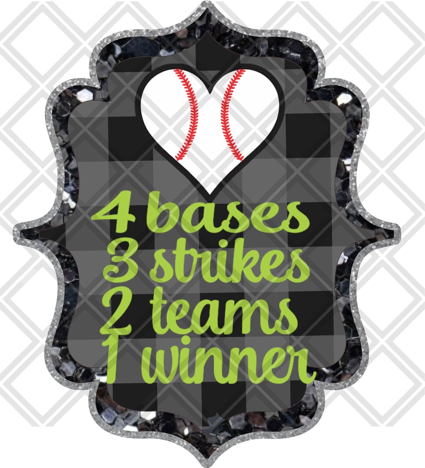 4 Bases 3 Strikes 2 Teams Baseball Digital Download Instand Download - Do it yourself Transfers