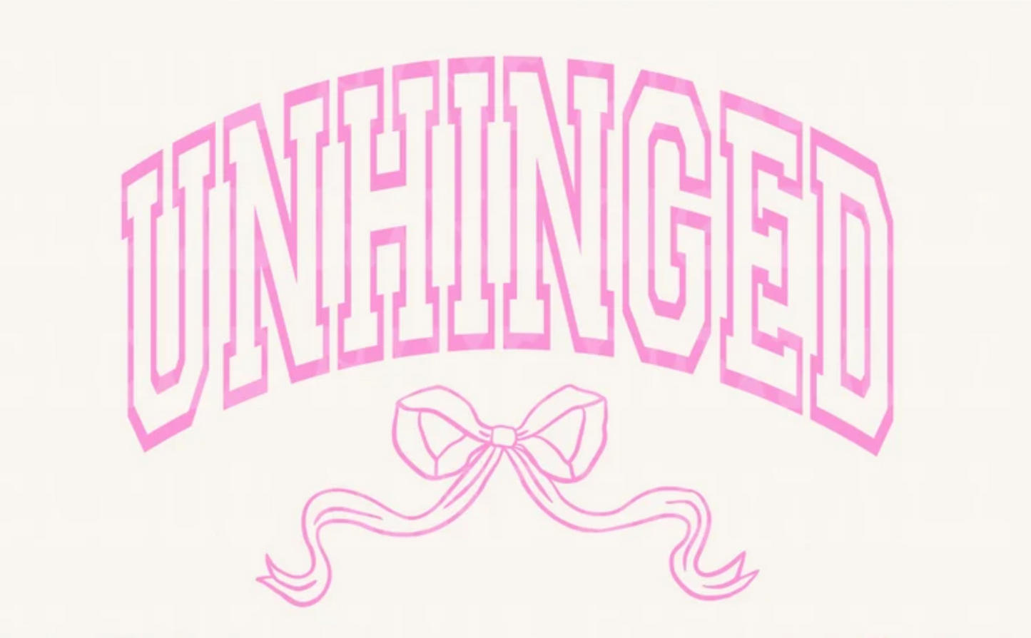 UNHINGED BOW SINGLE COLOR PINK DTF TRANSFER PRINT TO ORDER 729