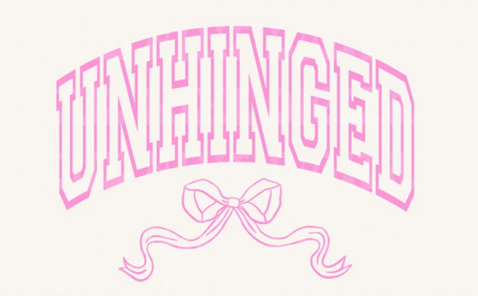 UNHINGED BOW SINGLE COLOR PINK DTF TRANSFER PRINT TO ORDER 729