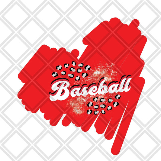 BASEBALL LEOPARD SILVER HEART RED DTF TRANSFERPRINT TO ORDER - Do it yourself Transfers