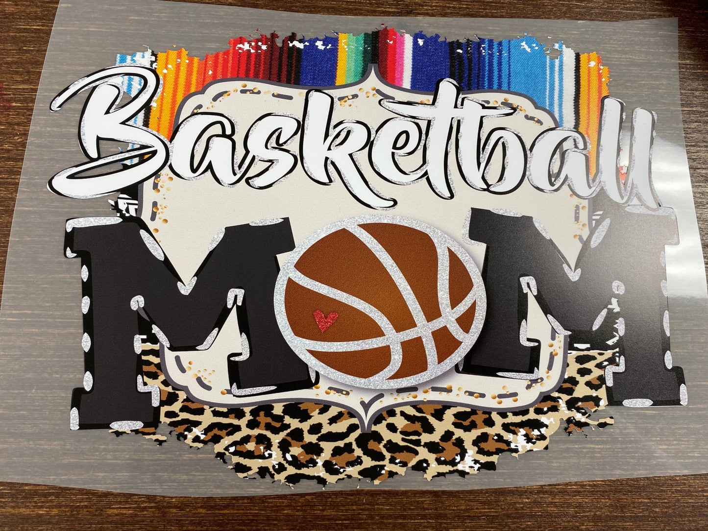 Basketball Mom Leopard serape frame heart DTF TRANSFERPRINT TO ORDER - Do it yourself Transfers