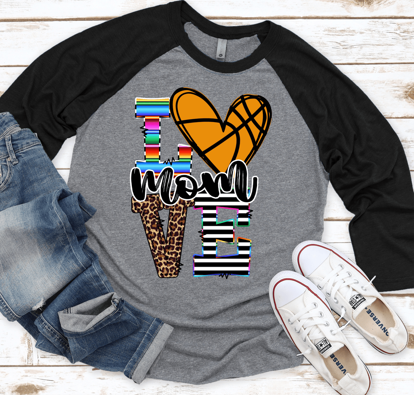 Basketball mom serape leopard LOVE heart png Digital Download Instand Download - Do it yourself Transfers