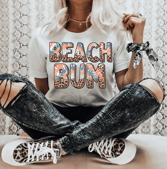 Beach Bum blue peach white leopard ADULT DTF TRANSFERPRINT TO ORDER - Do it yourself Transfers