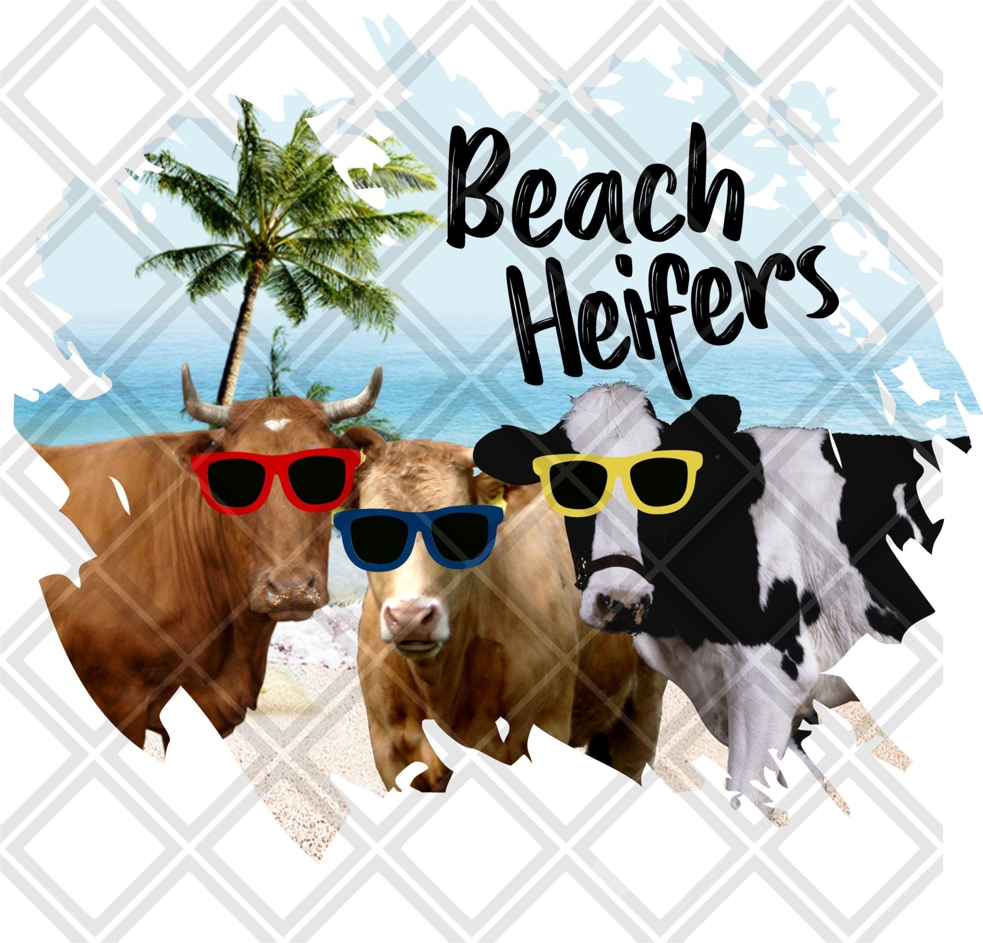 Beach Heifers cow DTF TRANSFERPRINT TO ORDER - Do it yourself Transfers