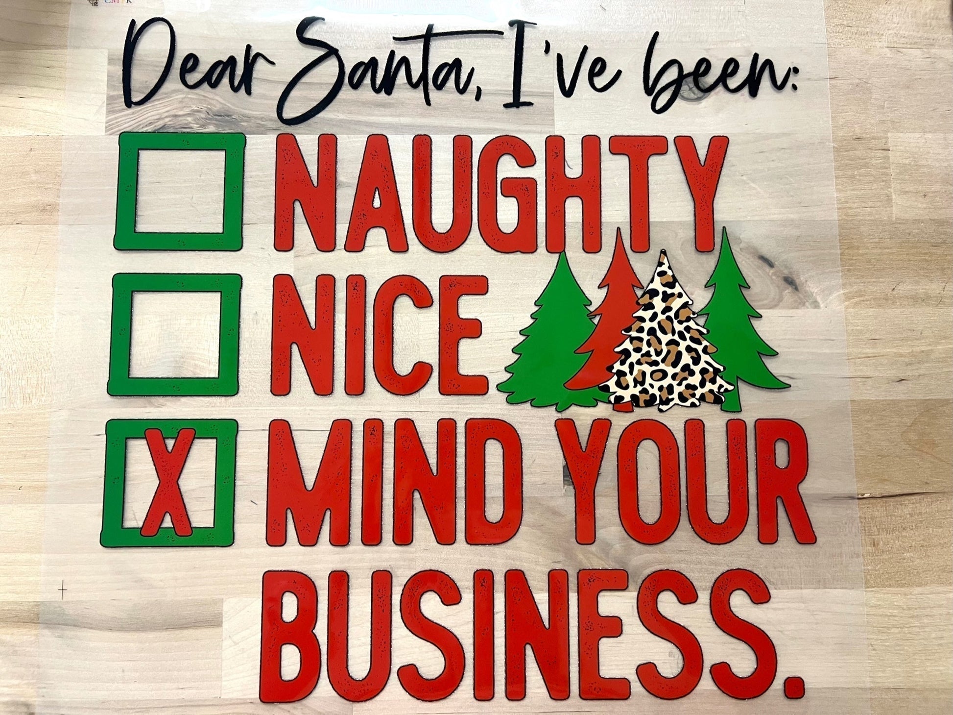 Believe Santa Leopard hat Christmas snowflakes size ADULT DTF TRANSFERPRINT TO ORDER - Do it yourself Transfers