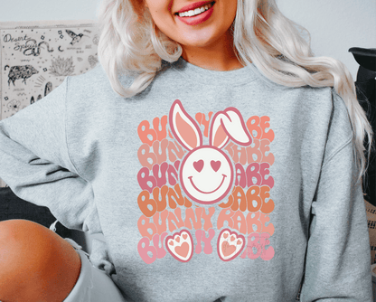 Bunny Babe Easter hearts smiley face size ADULT DTF TRANSFERPRINT TO ORDER - Do it yourself Transfers