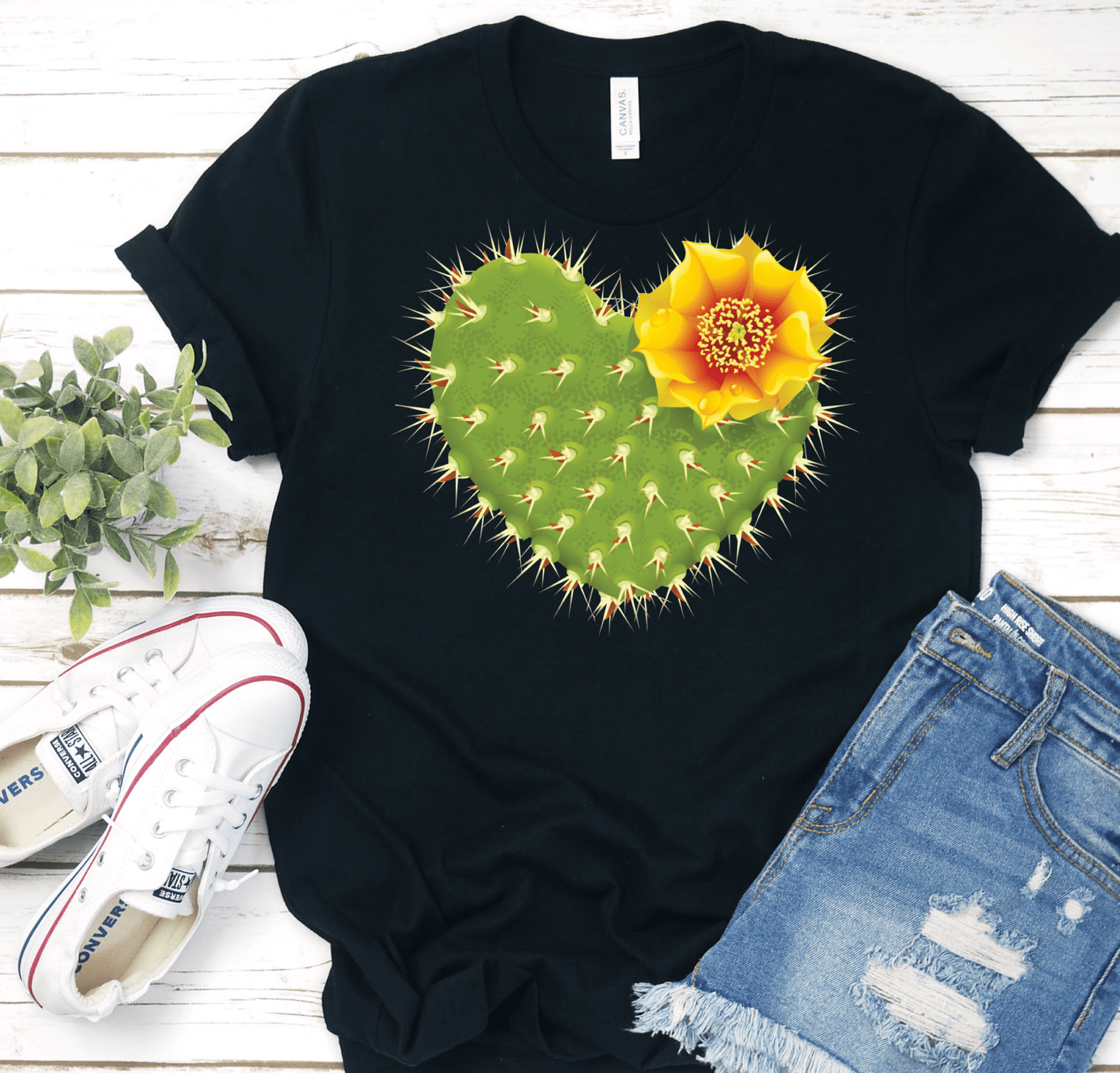 Cactus heart sunflower yellow flowers DTF TRANSFERPRINT TO ORDER - Do it yourself Transfers