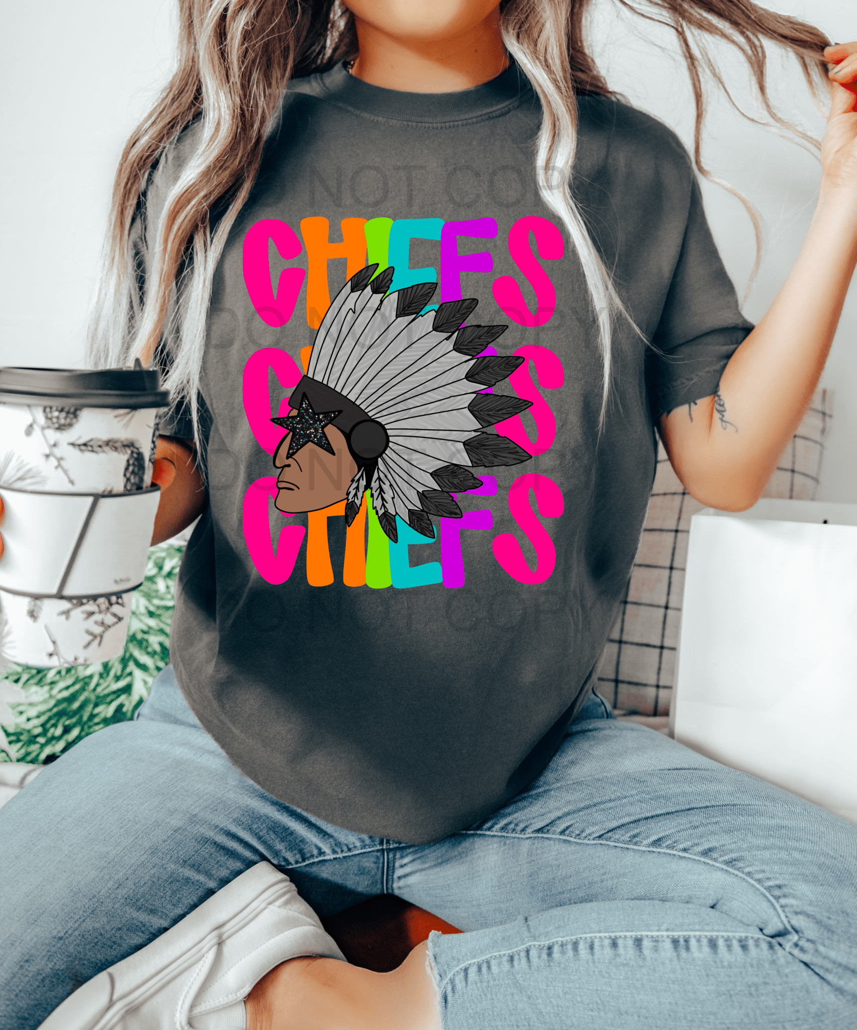 CHIEFS stars multi color DTF size ADULT DTF TRANSFER PRINT TO ORDER - Do it yourself Transfers