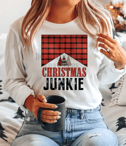 Christmas junkie trees buffalo plaid ADULT size DTF TRANSFERPRINT TO ORDER - Do it yourself Transfers