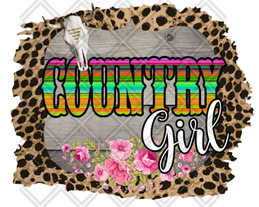 Country Girl Leopard Frame Skull DTF TRANSFERPRINT TO ORDER - Do it yourself Transfers