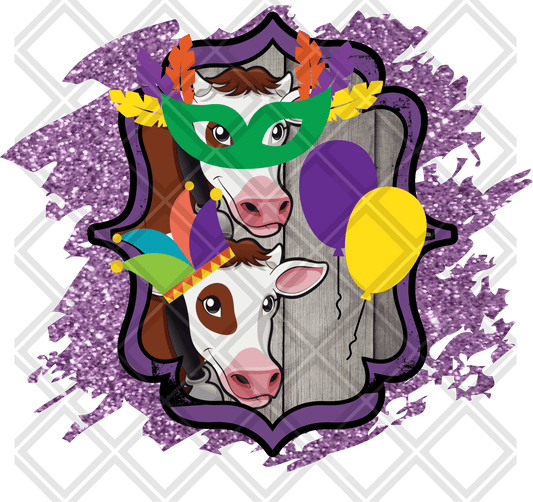 COW MARDI GRAS DTF TRANSFERPRINT TO ORDER - Do it yourself Transfers