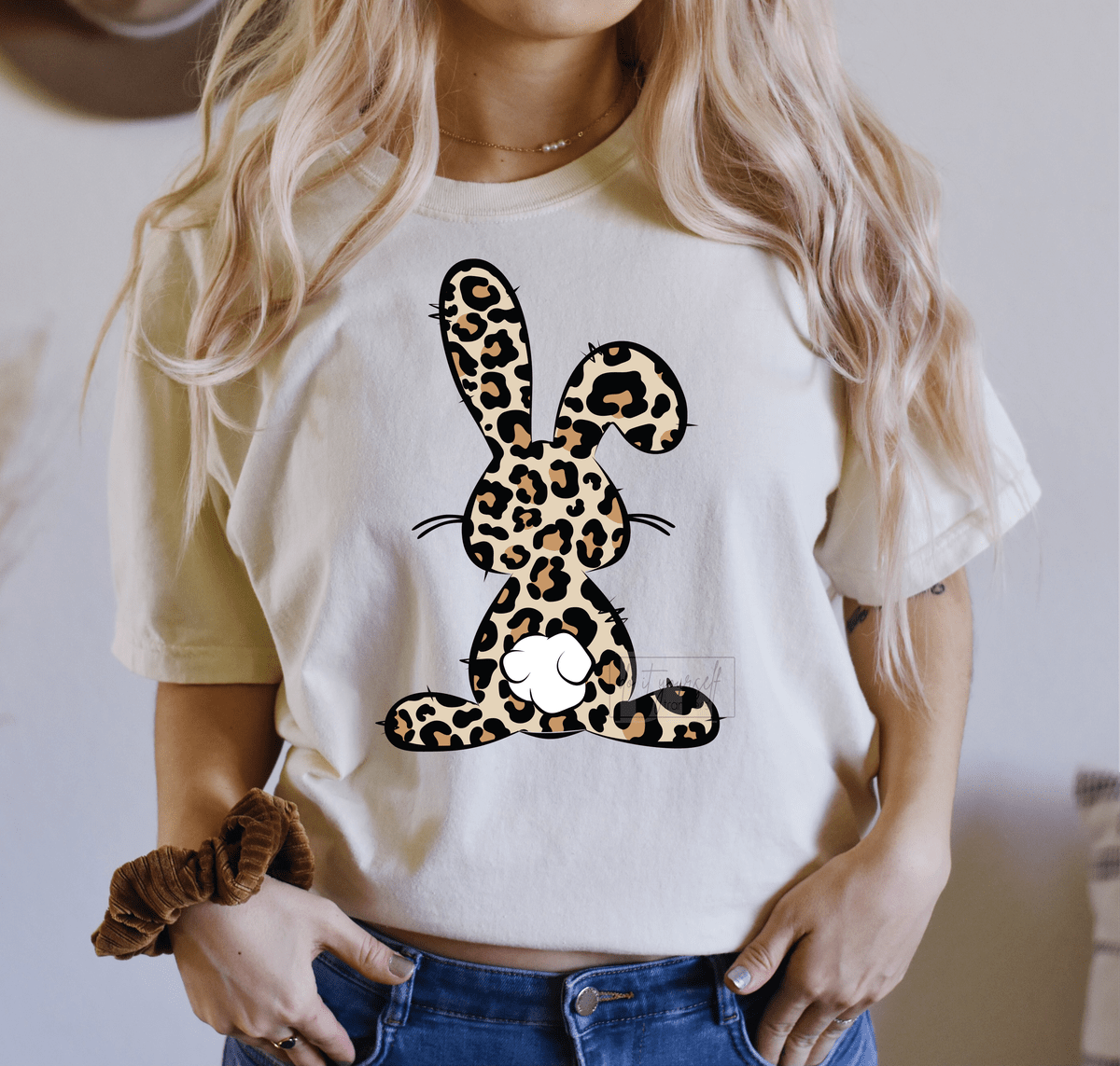 Easter Bunny Leopard tail size ADULT 9.5x13.3 DTF TRANSFERPRINT TO ORDER - Do it yourself Transfers