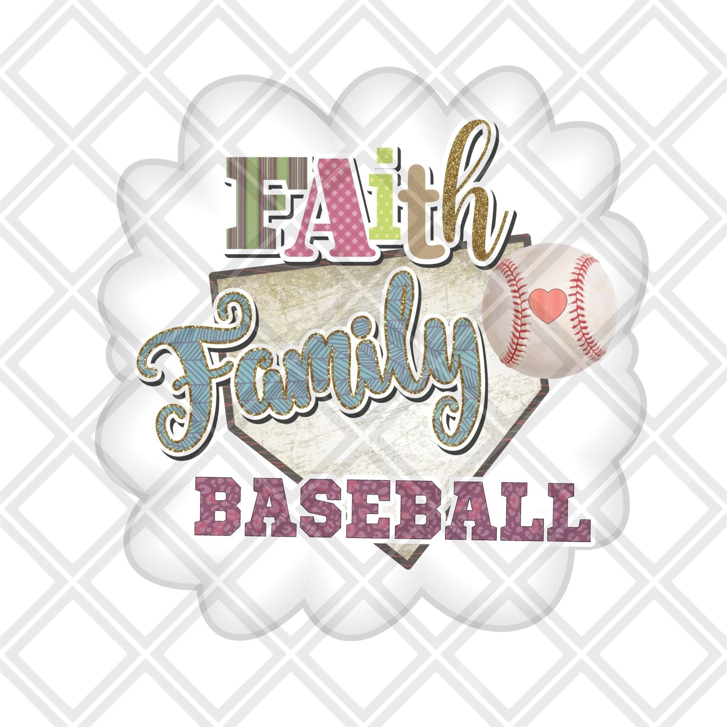 Faith Family Baseball Frame DTF TRANSFERPRINT TO ORDER - Do it yourself Transfers