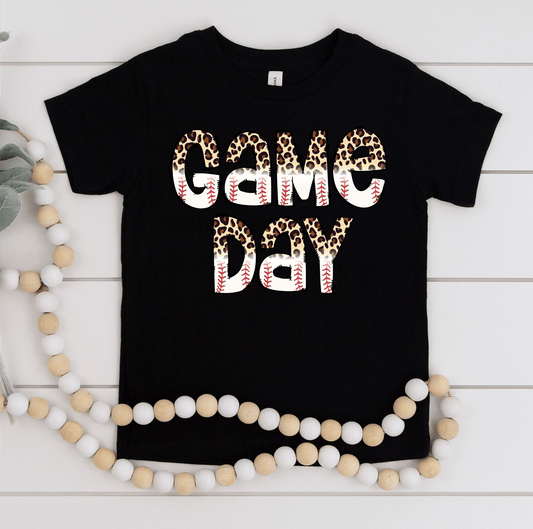 Game Day BASEBALL stitches White Red leopard size KIDS 6.5x8.5 DTF TRANSFERPRINT TO ORDER - Do it yourself Transfers