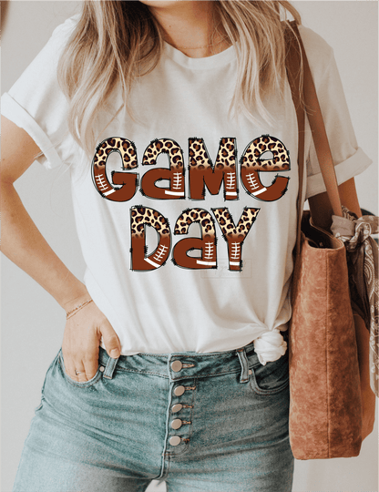 Game Day FOOTBALL stitches leopard size ADULT 8.2x12 DTF TRANSFERPRINT TO ORDER - Do it yourself Transfers