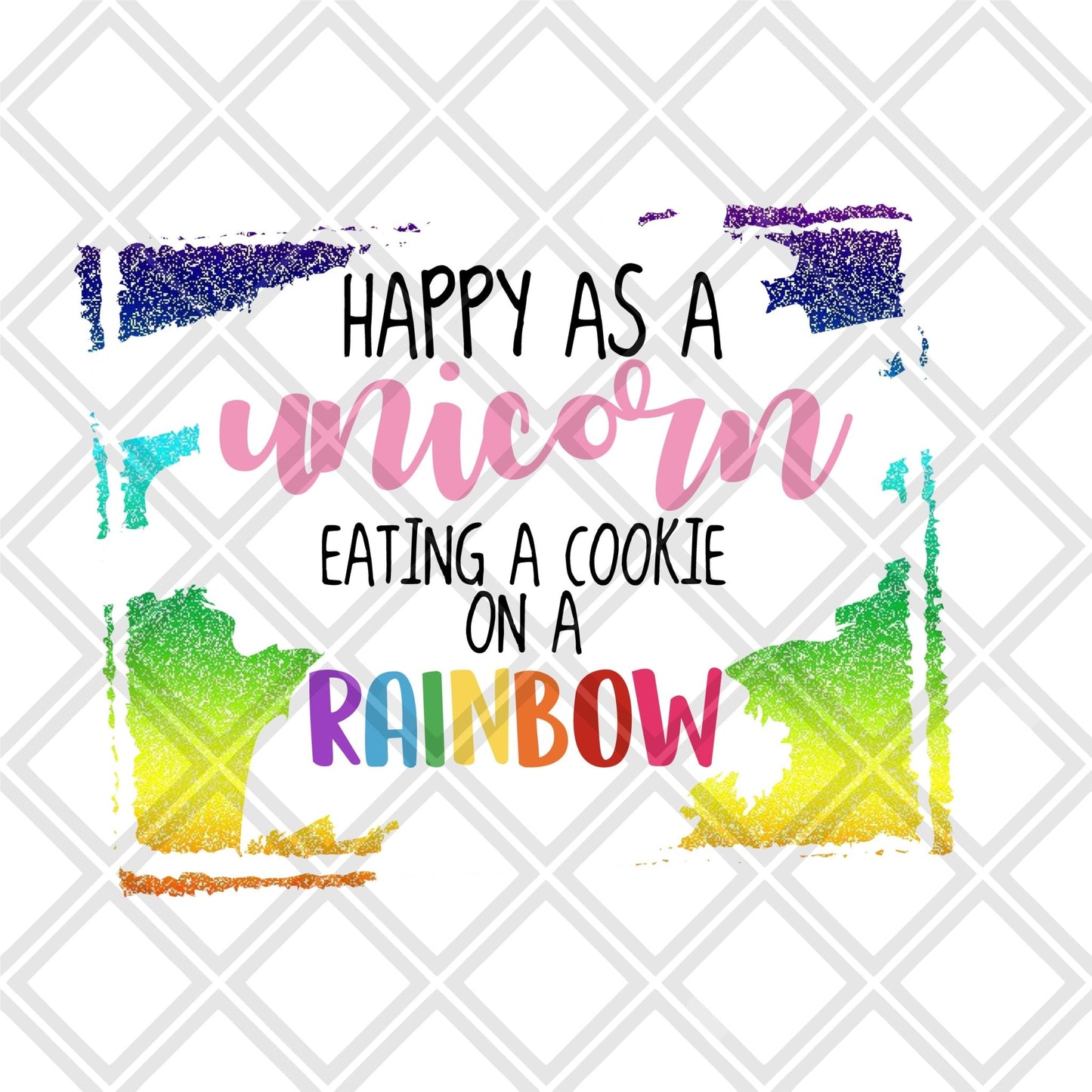 Happy as a unicorn eating a cookie on a Rainbow png Digital Download Instand Download - Do it yourself Transfers