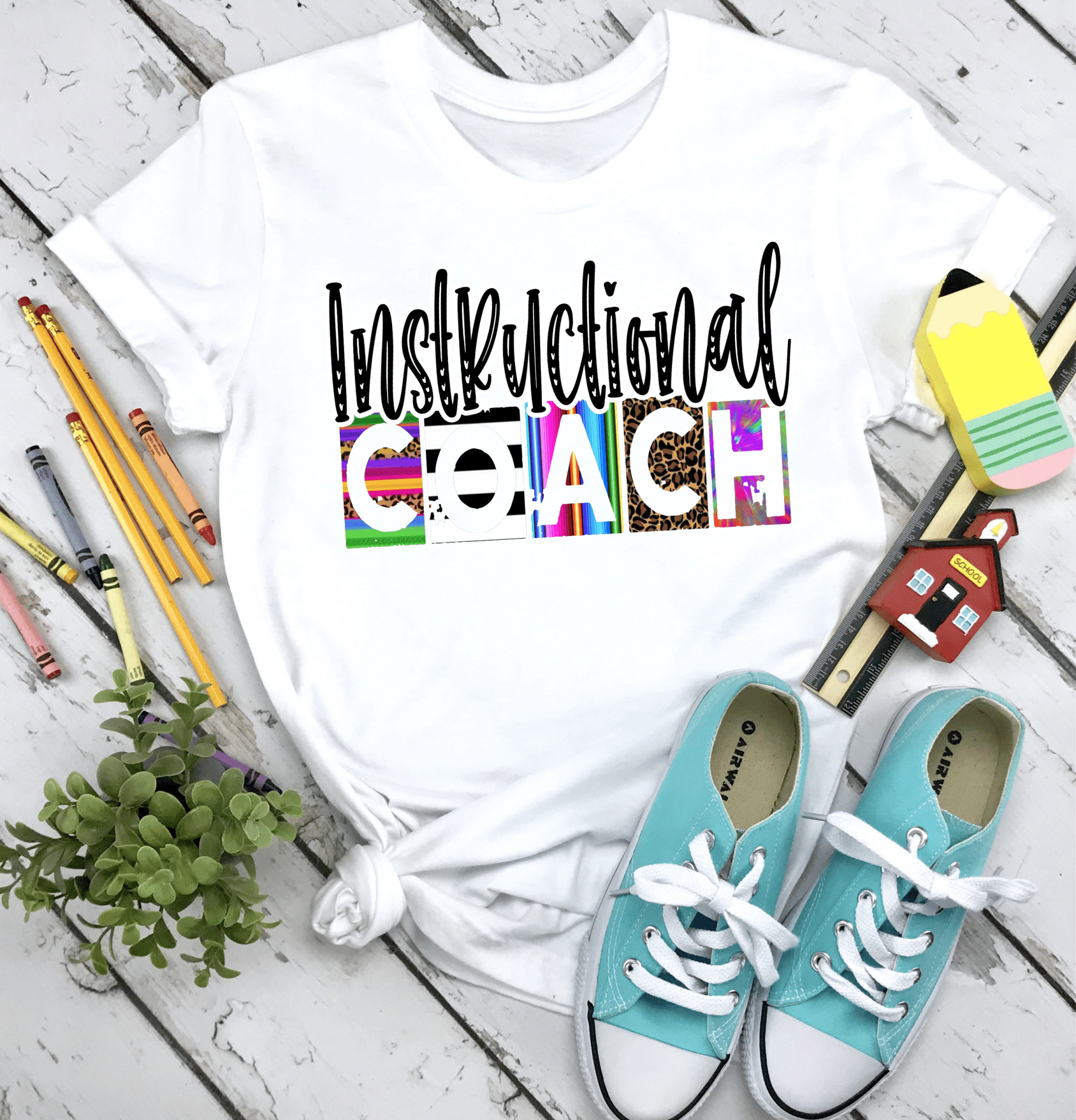 Instructional coach school leopard serape tie dye DTF TRANSFERSPRINT TO ORDER - Do it yourself Transfers