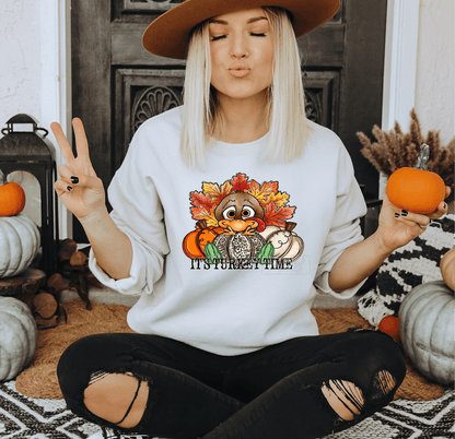 It's Turkey time Thanksgiving pumpkin size ADULT DTF TRANSFERPRINT TO ORDER - Do it yourself Transfers