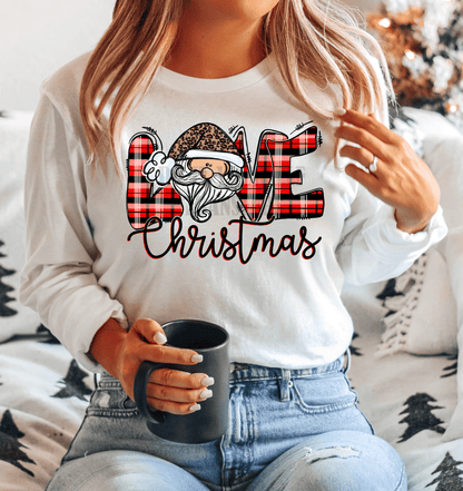 Love Christmas Santa hat buffalo plaid size DTF TRANSFERPRINT TO ORDER - Do it yourself Transfers