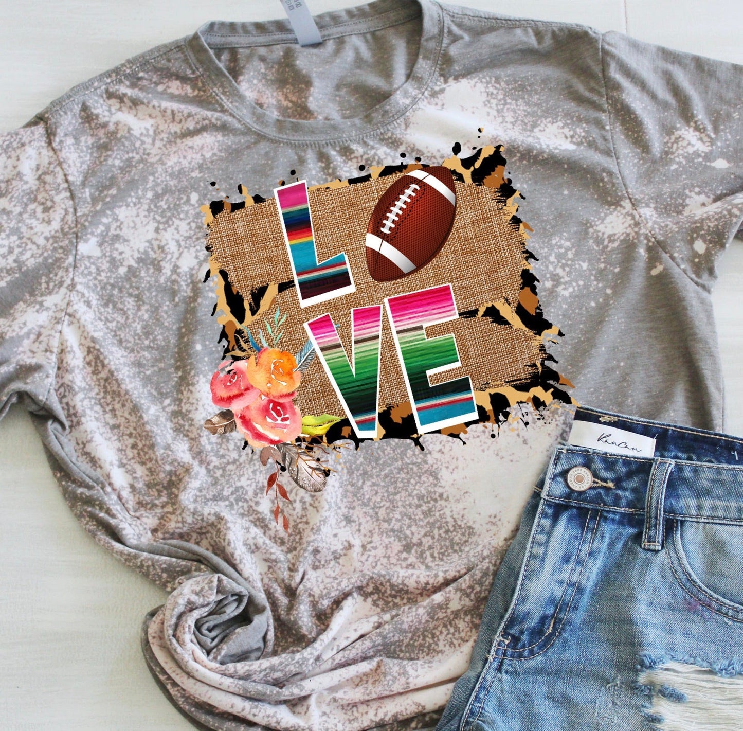 LOVE FOOTBALL serape leopard frame DTF TRANSFERPRINT TO ORDER - Do it yourself Transfers