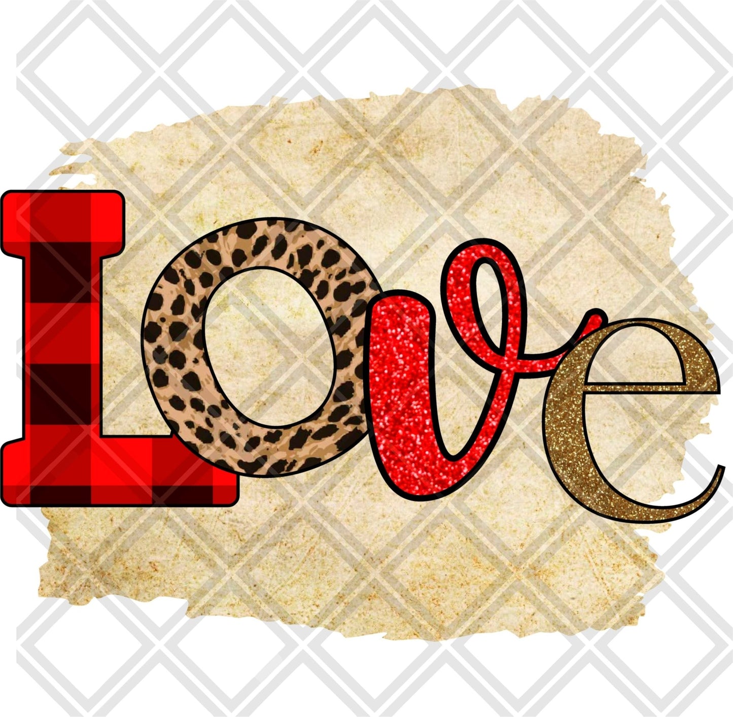 Love FRAME RED LEOPARD png Digital Download Instand Download - Do it yourself Transfers