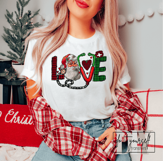 LOVE NURSE Christmas Santa medcial ADULT DTF TRANSFERPRINT TO ORDER - Do it yourself Transfers