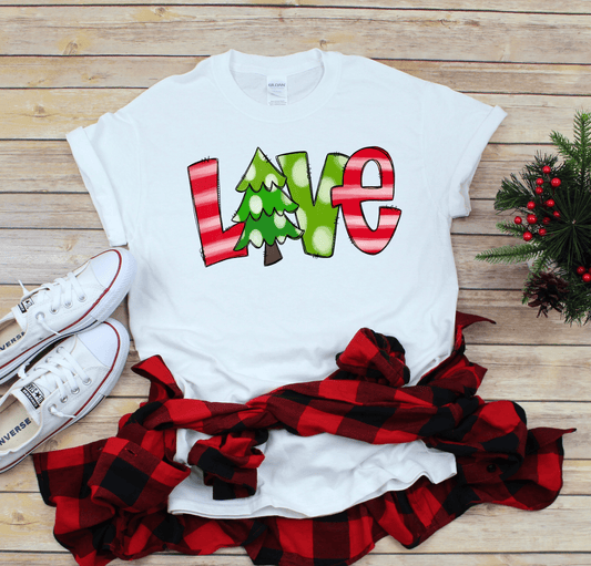 Love tree red and green 2 Christmas DTF TRANSFERPRINT TO ORDER - Do it yourself Transfers