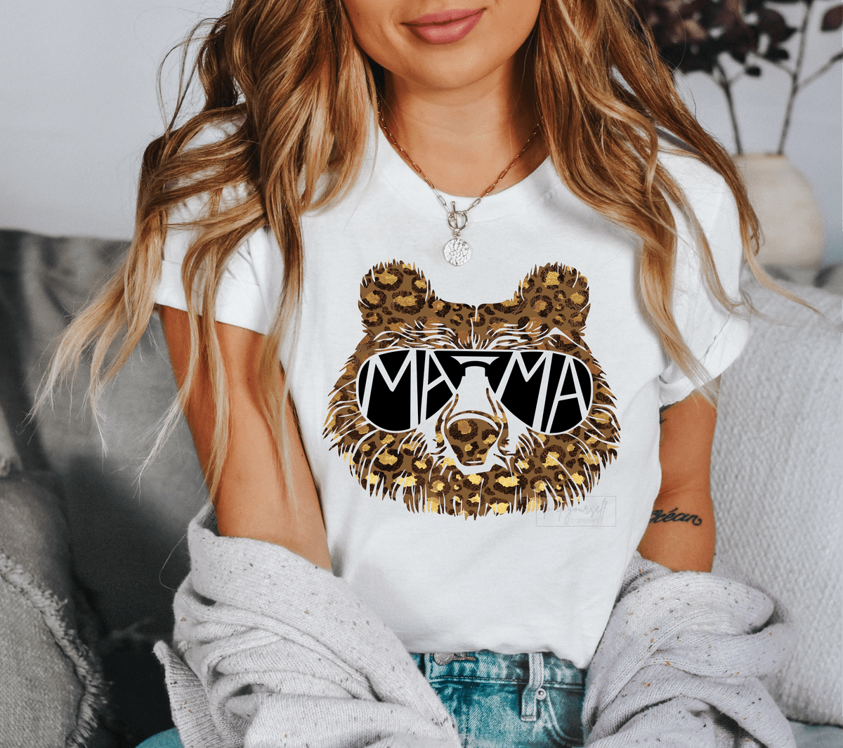 Mama bear leopard glasses size ADULT 11.5x10.5 DTF TRANSFERPRINT TO ORDER - Do it yourself Transfers