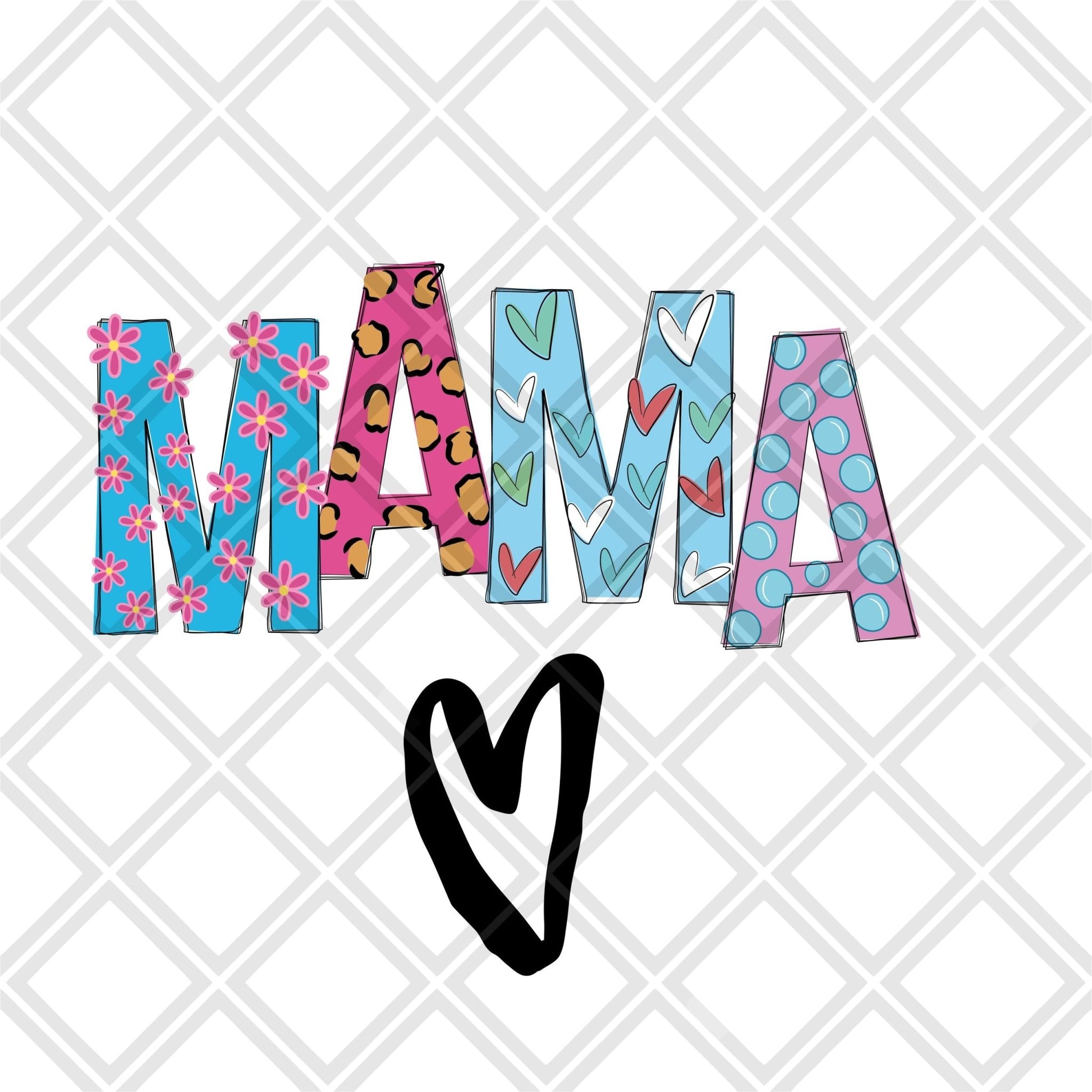 Mama Heart DTF TRANSFERPRINT TO ORDER - Do it yourself Transfers