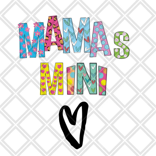 Mama's mini heart NO FRAME Digital Download Instand Download - Do it yourself Transfers