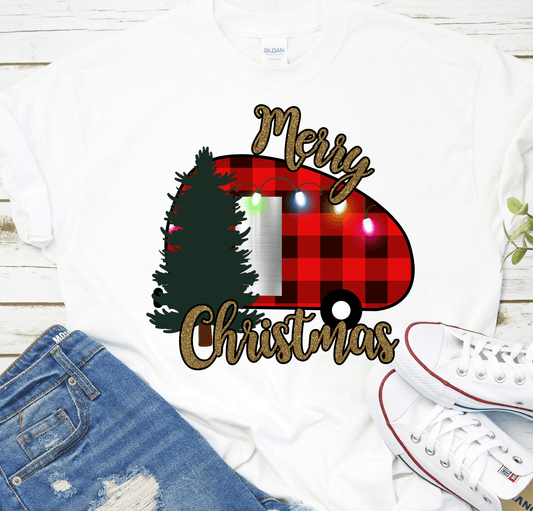 Merry Christmas buffalo plaid trailer tree DTF TRANSFERPRINT TO ORDER - Do it yourself Transfers