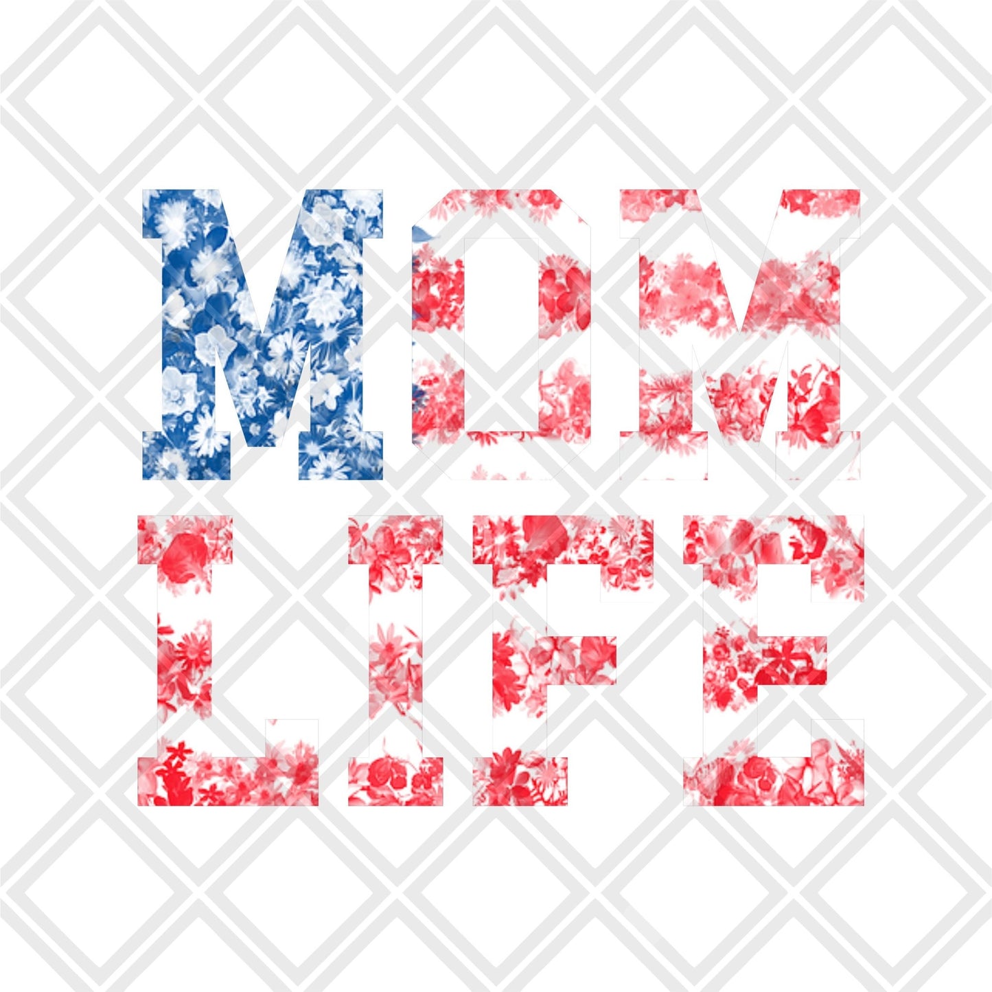 Mom Life american flag flowers Frame DTF TRANSFERPRINT TO ORDER - Do it yourself Transfers