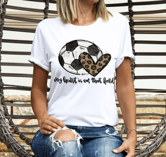 My Heart is on thats court Soccer Leopard heart size ADULT 9.1x12.4 DTF TRANSFERPRINT TO ORDER - Do it yourself Transfers