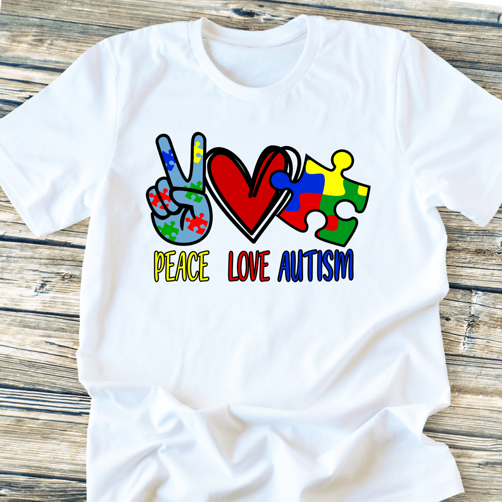 Peace love autism DTF TRANSFERPRINT TO ORDER - Do it yourself Transfers