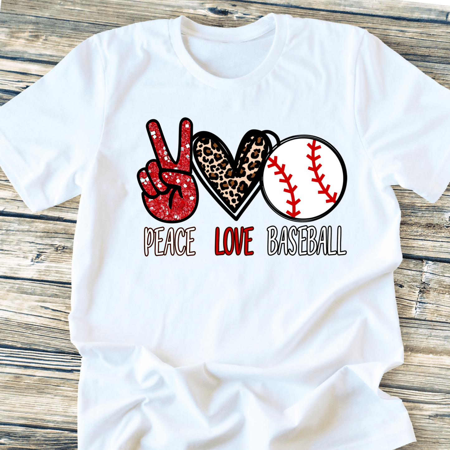 Peace love baseball only baseball glitter DTF TRANSFERPRINT TO ORDER - Do it yourself Transfers