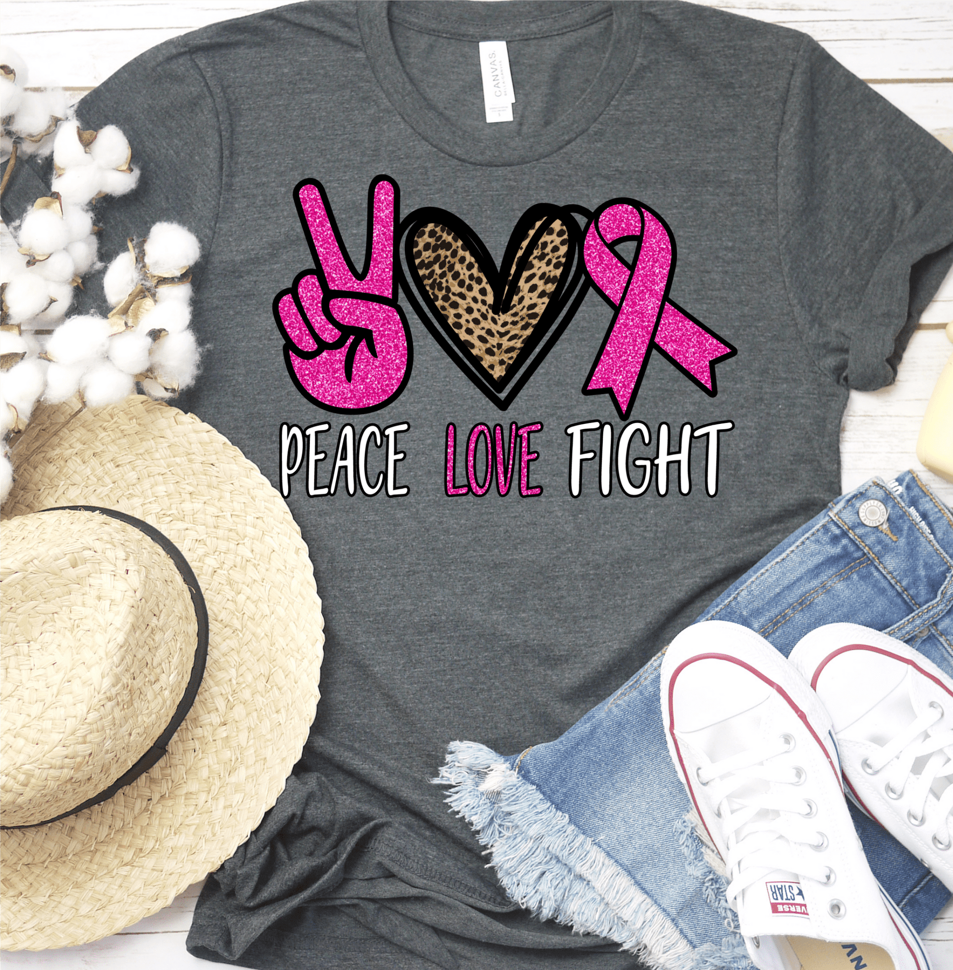 Peace Love Fight ribbon cancer DTF TRANSFERPRINT TO ORDER - Do it yourself Transfers