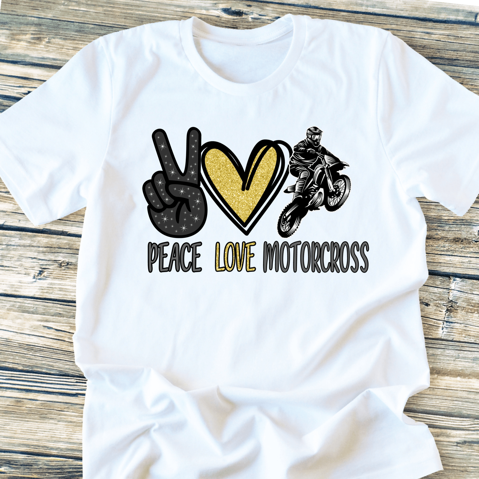 Peace love motorcross motorcycle bikes DTF TRANSFERPRINT TO ORDER - Do it yourself Transfers