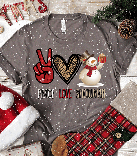 Peace Love Snowman christmas DTF TRANSFERPRINT TO ORDER - Do it yourself Transfers