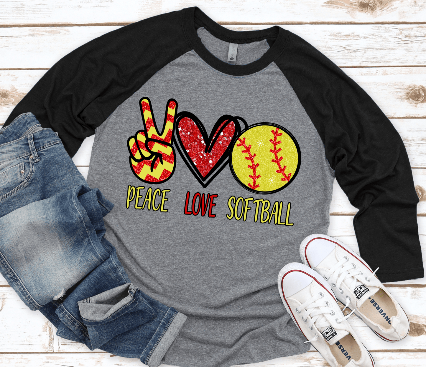 Peace love softball sports DTF TRANSFERPRINT TO ORDER - Do it yourself Transfers