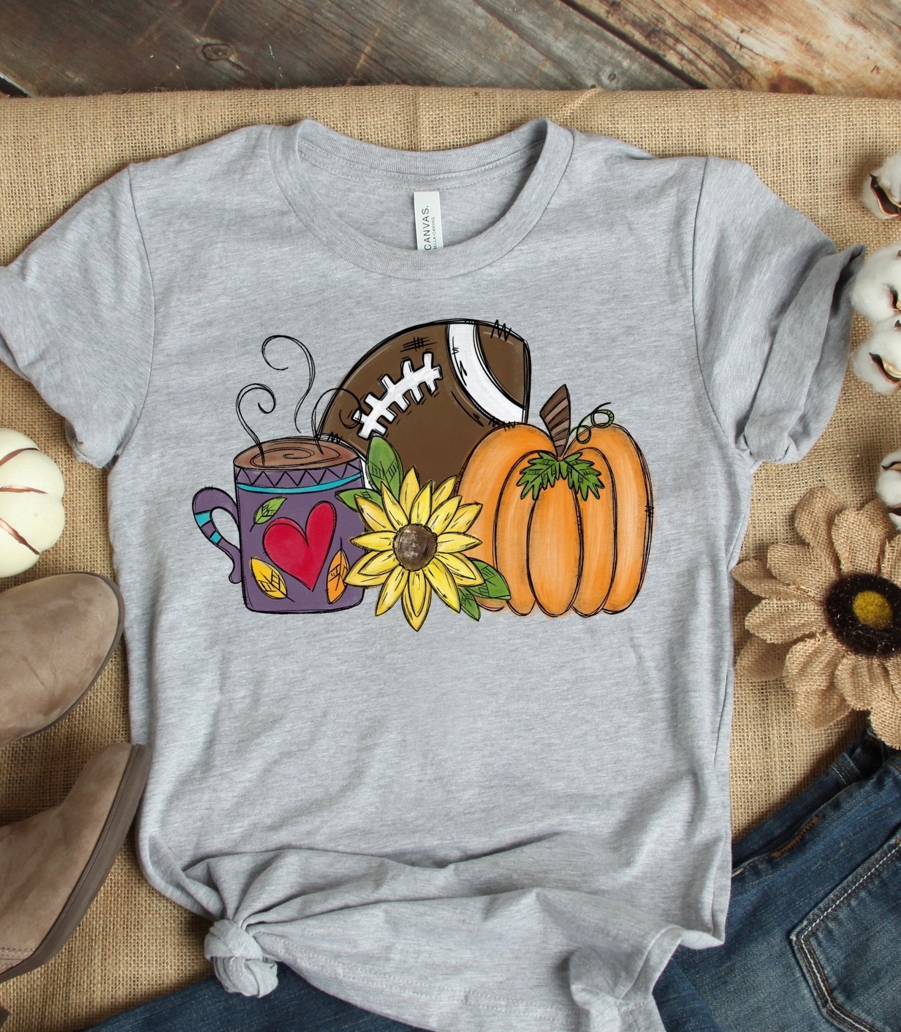 Pumkins Football sunflower coffee Fall Halloween DTF TRANSFERPRINT TO ORDER - Do it yourself Transfers