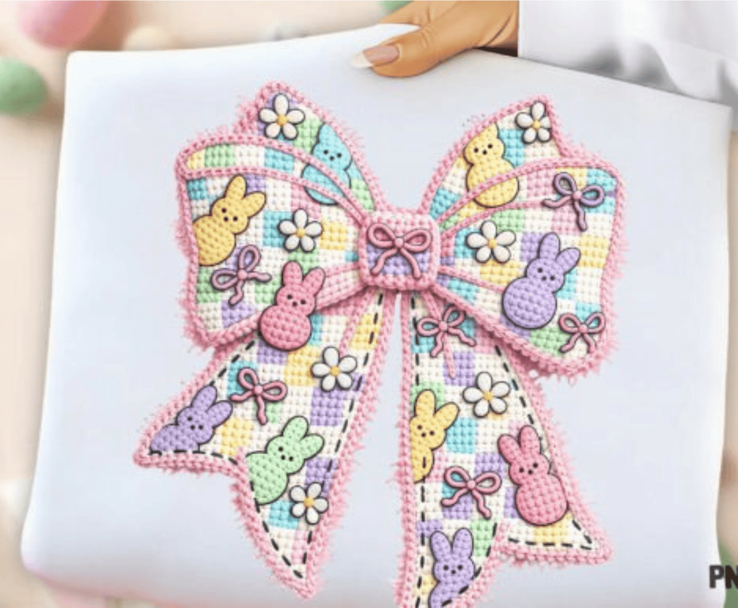 RTS EASTER BOW YARN FAUX DTF DIRECT TO FILM transfers ADULT 10X11.5 - Do it yourself Transfers