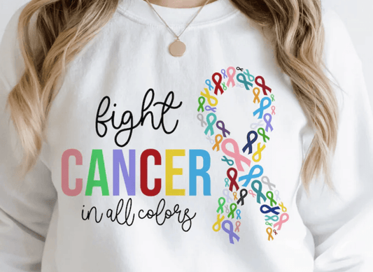 RTS Fight Cancer in all colors ribbon BREATHABLE CLEAR FILM SCREEN PRINT TRANSFER ADULT 10x12 - Do it yourself Transfers