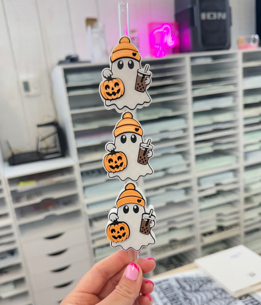 RTS GHOST HALLOWEEN BUCKET BEANIE STRAW TOPPER 10MM - Do it yourself Transfers